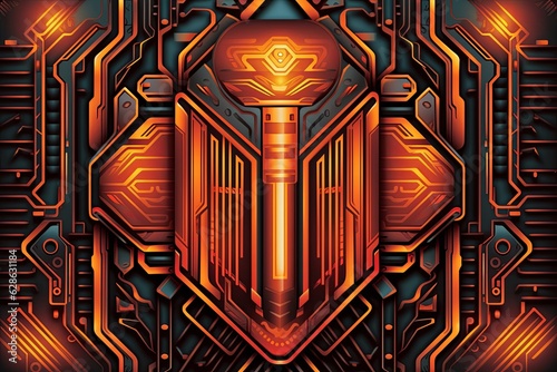 an orange and black background with a futuristic design photo