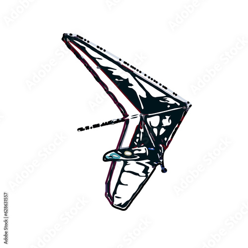Fototapeta Naklejka Na Ścianę i Meble -  Color sketch of a person playing hang gliding with transparent background