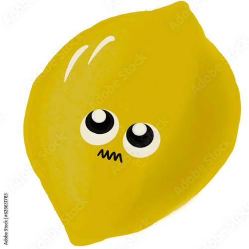 lemon with a sad face