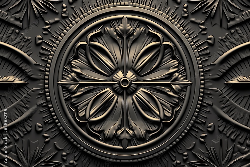 an ornate design on a black background