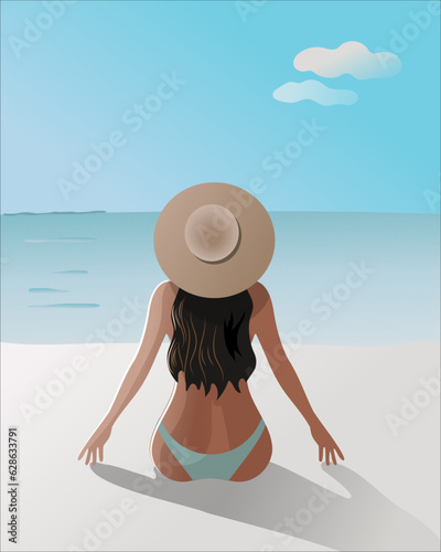 Girl in a hat on the beach