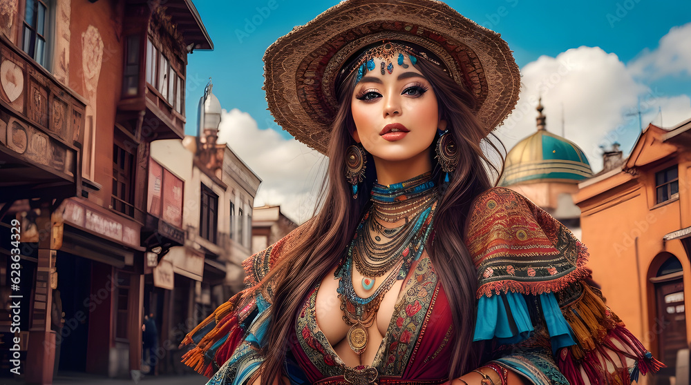 Generative AI Essence: Captivating Bohemian Beauty in Stunning 64K Full Body Portrait