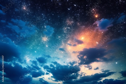 beautiful night sky with stars and clouds