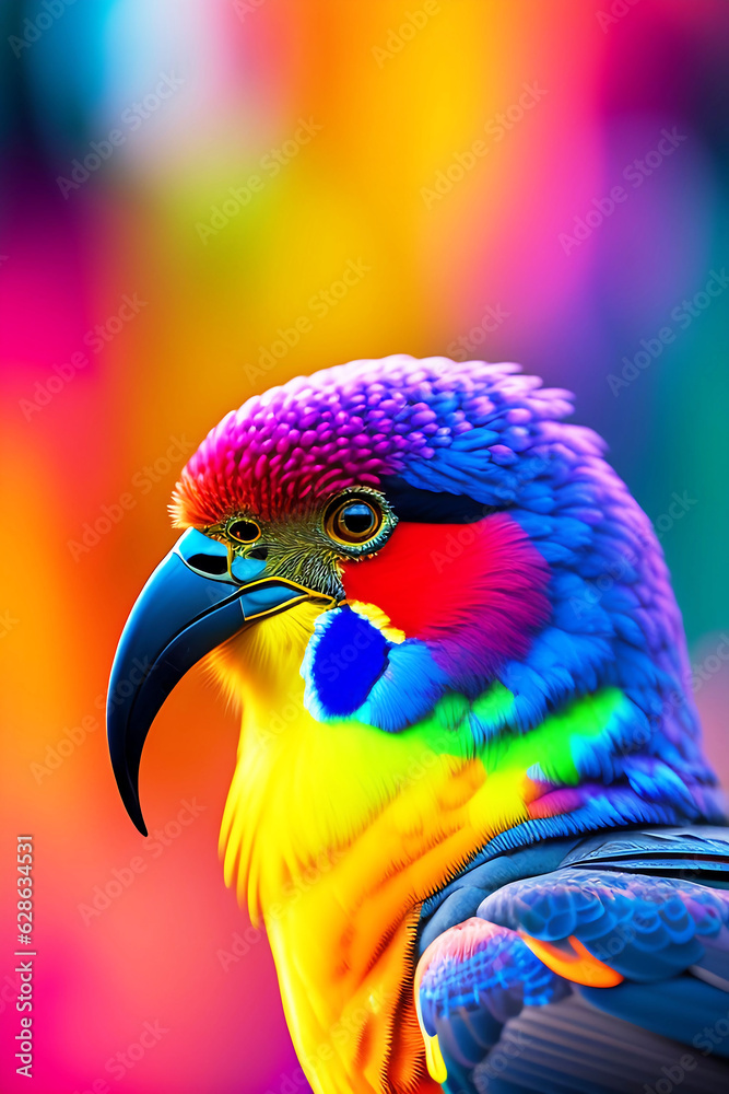 Fototapeta premium A colorful bird sitting on a hand