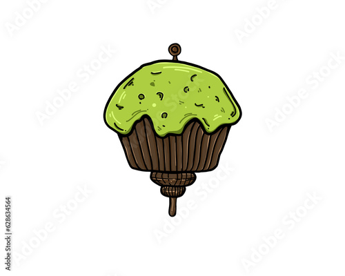 Halloween cupcake decoration Hand draw Halloween concept color.