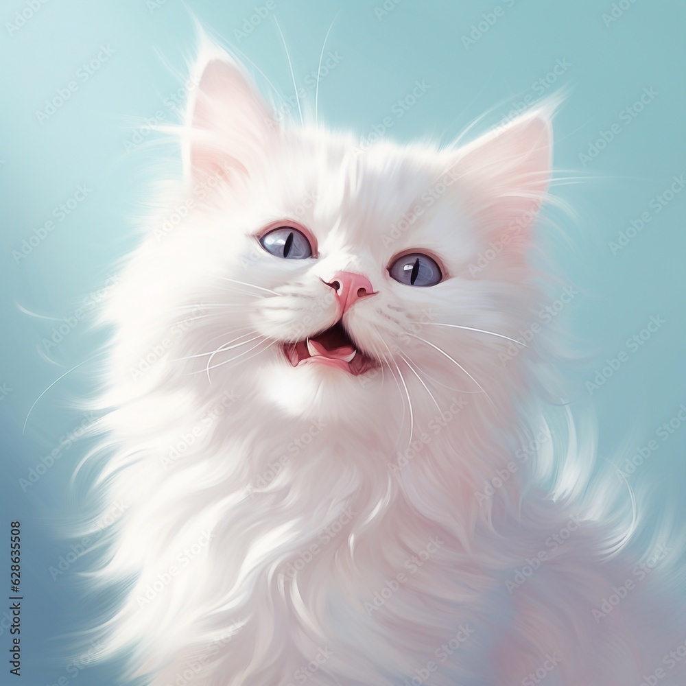 White cat portrait. Generated AI White cat portrait. Generated AI