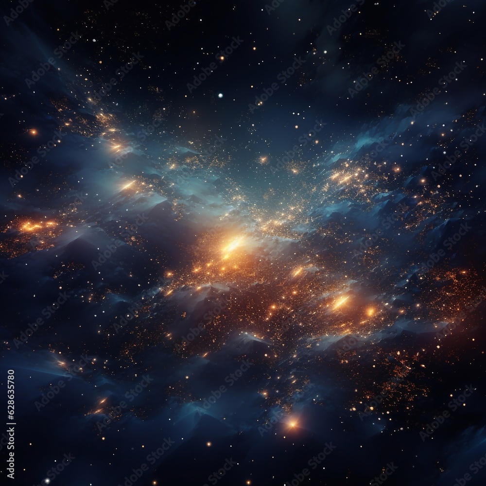 Naklejka premium Astronomy landscape. Stars in deep space. Generated AI