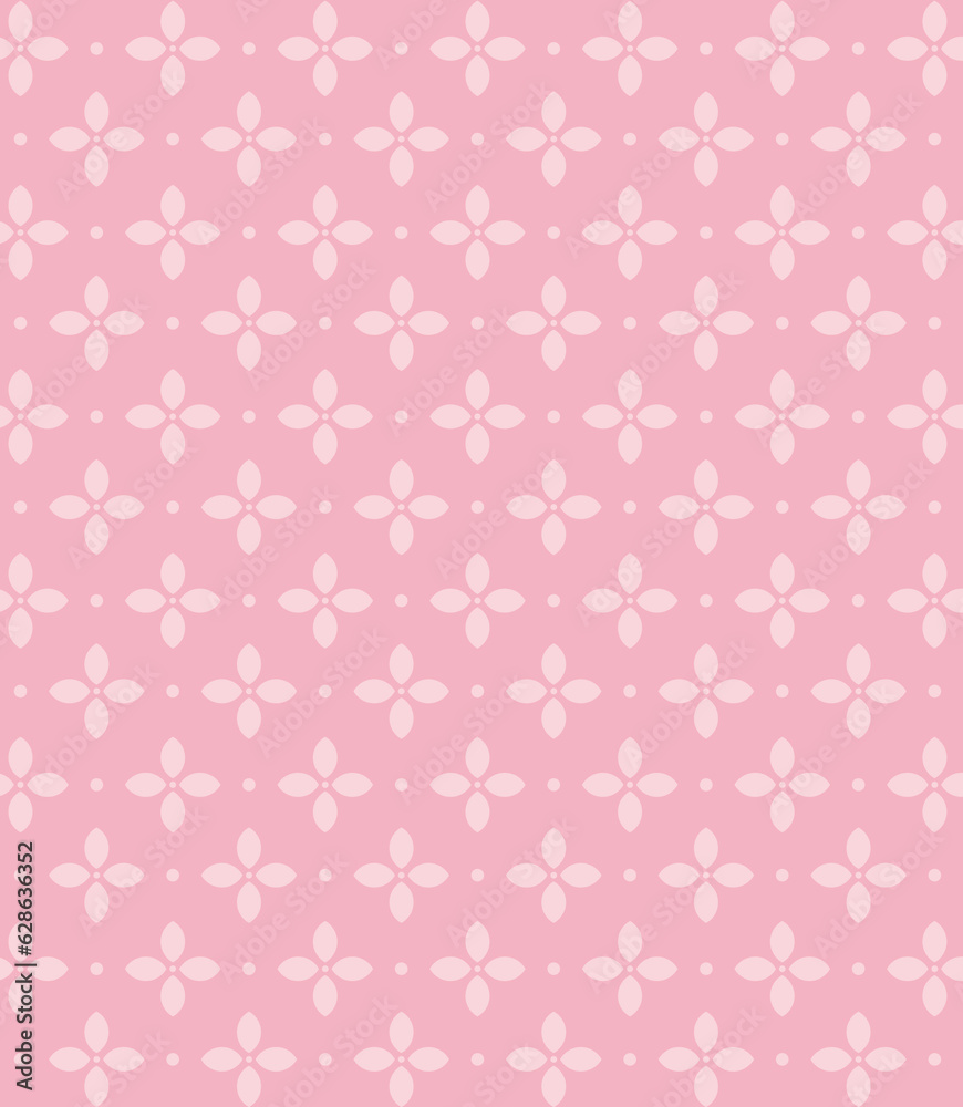 Cute pink pattern with small flowers with four petals