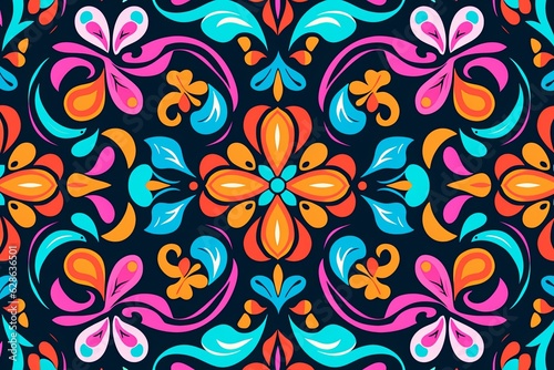 colorful floral pattern on a black background