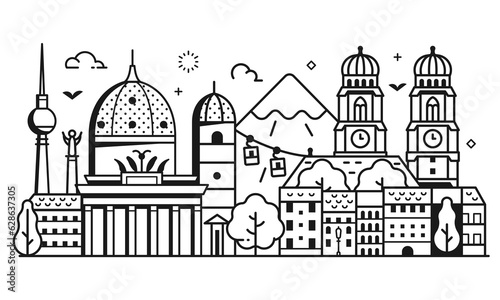 Travel Germany Banner with Berlin and Munich