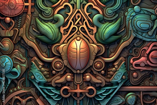 digital illustration of an ornate design on a wall
