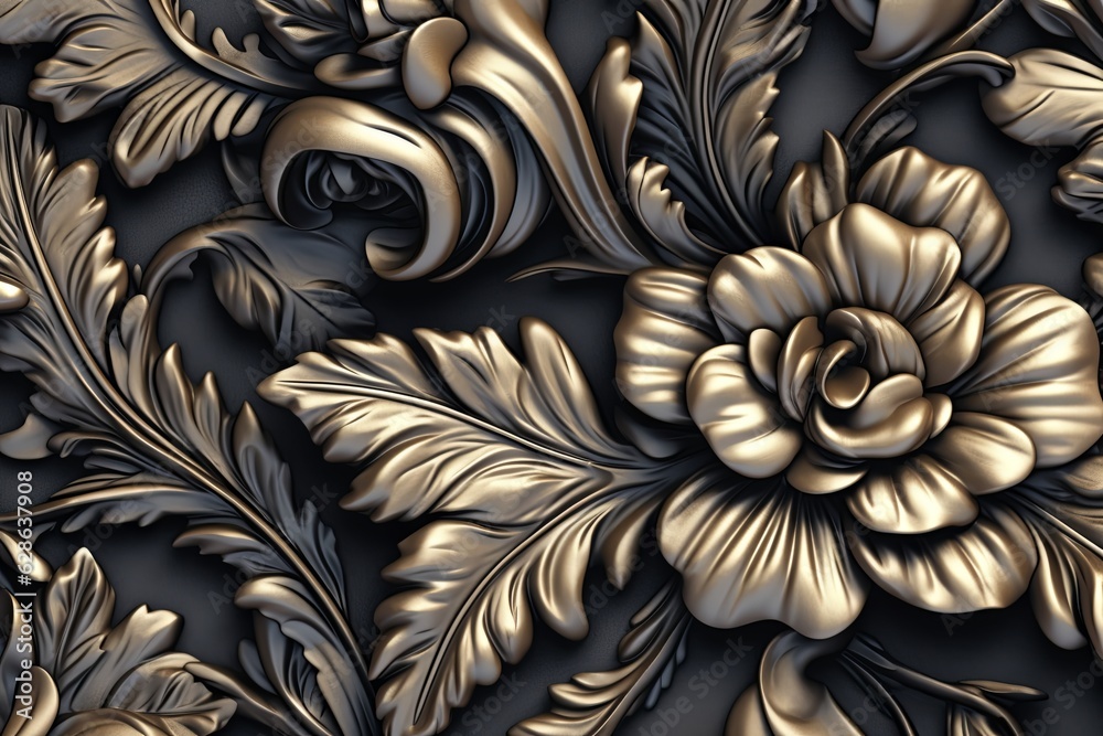 golden floral pattern on a black background golden floral pattern on a black background