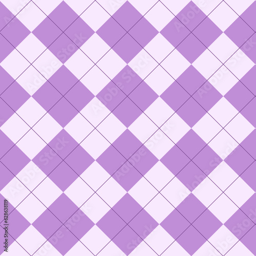 Seamless purple argyle pattern. Traditional diamond check print. Vintage seamless background.