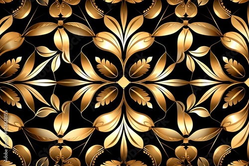 golden floral pattern on black background