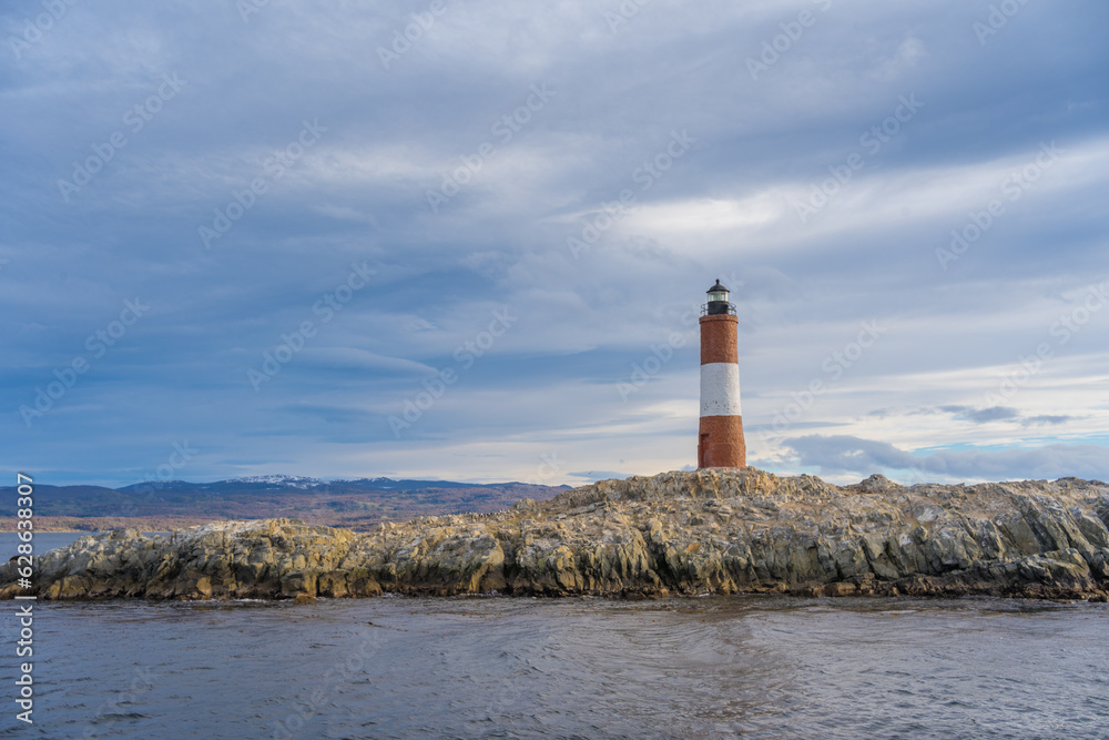 VIEW OF THE END OF THE WORLD LIGHTHOUSE. BEAGLE CHANNEL. USHUAIA, ARGENTINE PATAGONIA. 2