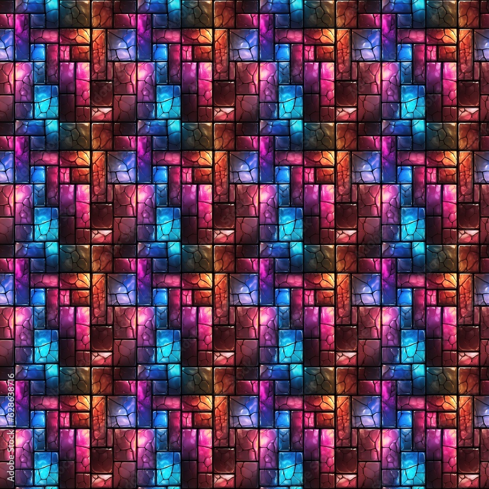 Seamless tileable texture with colorful mosaic. Tile