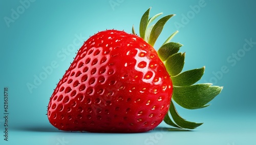 One strawberry on a black background