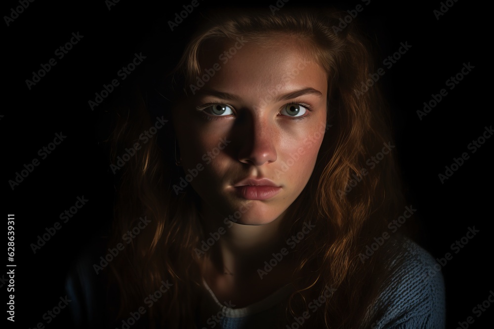 portrait of a young woman in the dark