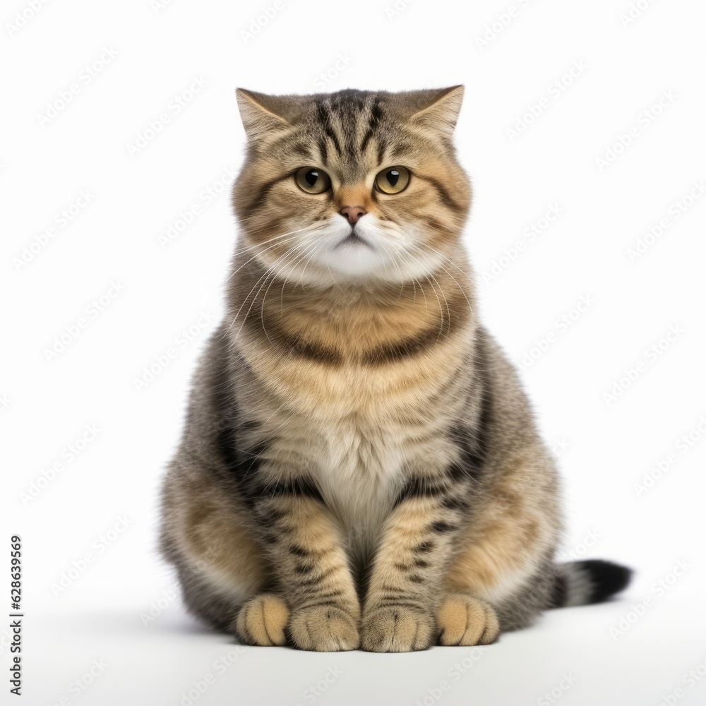scottish fold cat sitting in front of white background