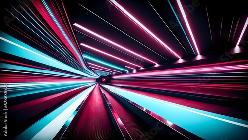 Photo of a mesmerizing tunnel illuminated with vibrant lights