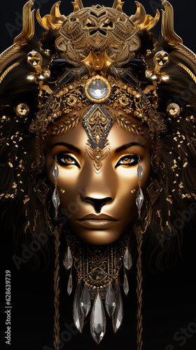 leoa feminina arte de luxo dourada