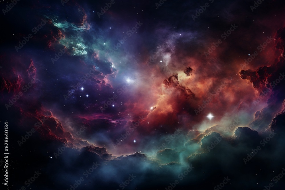 Nebula Space Explosion Background with Space for Assets. AI