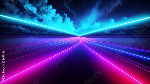 Photo of a futuristic background with vibrant neon lights
