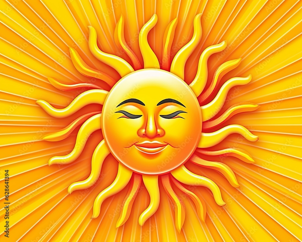 the sun is smiling on a yellow background