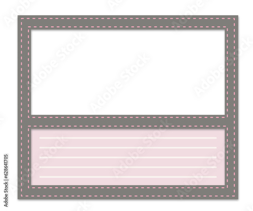 photo frame with stich design and text space for scrapbooking