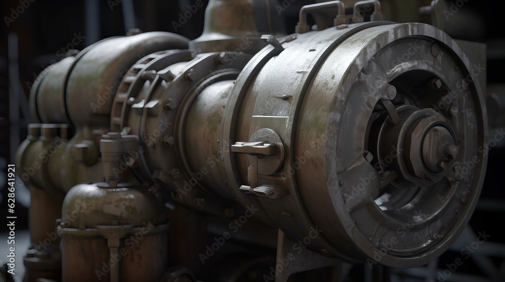 Close up of grey big metal industrial mechanism Close up of grey big metal industrial mechanism