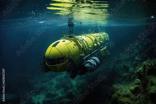 autonomous underwater vehicle exploring ocean depths photo