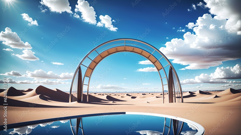 Photo of an arch reflecting in a serene pool of water Photo of an arch reflecting in a serene pool of water