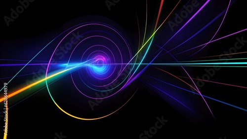 Photo of abstract colorful lines on a black background