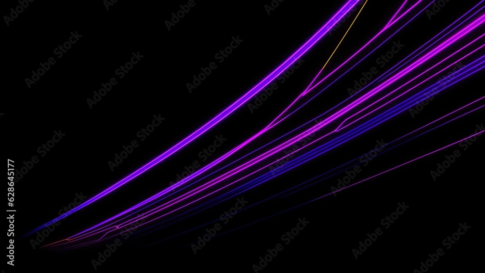 Photo of abstract purple lines on a black background Photo of abstract purple lines on a black background