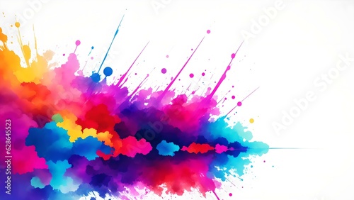 Photo of a vibrant burst of paint on a blank canvas