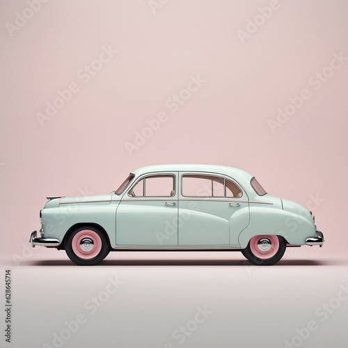 Light blue colour wedding vintage retro car model