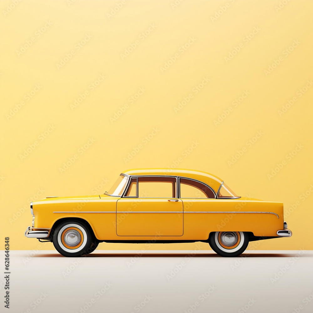 Yellow vintage retro model car 