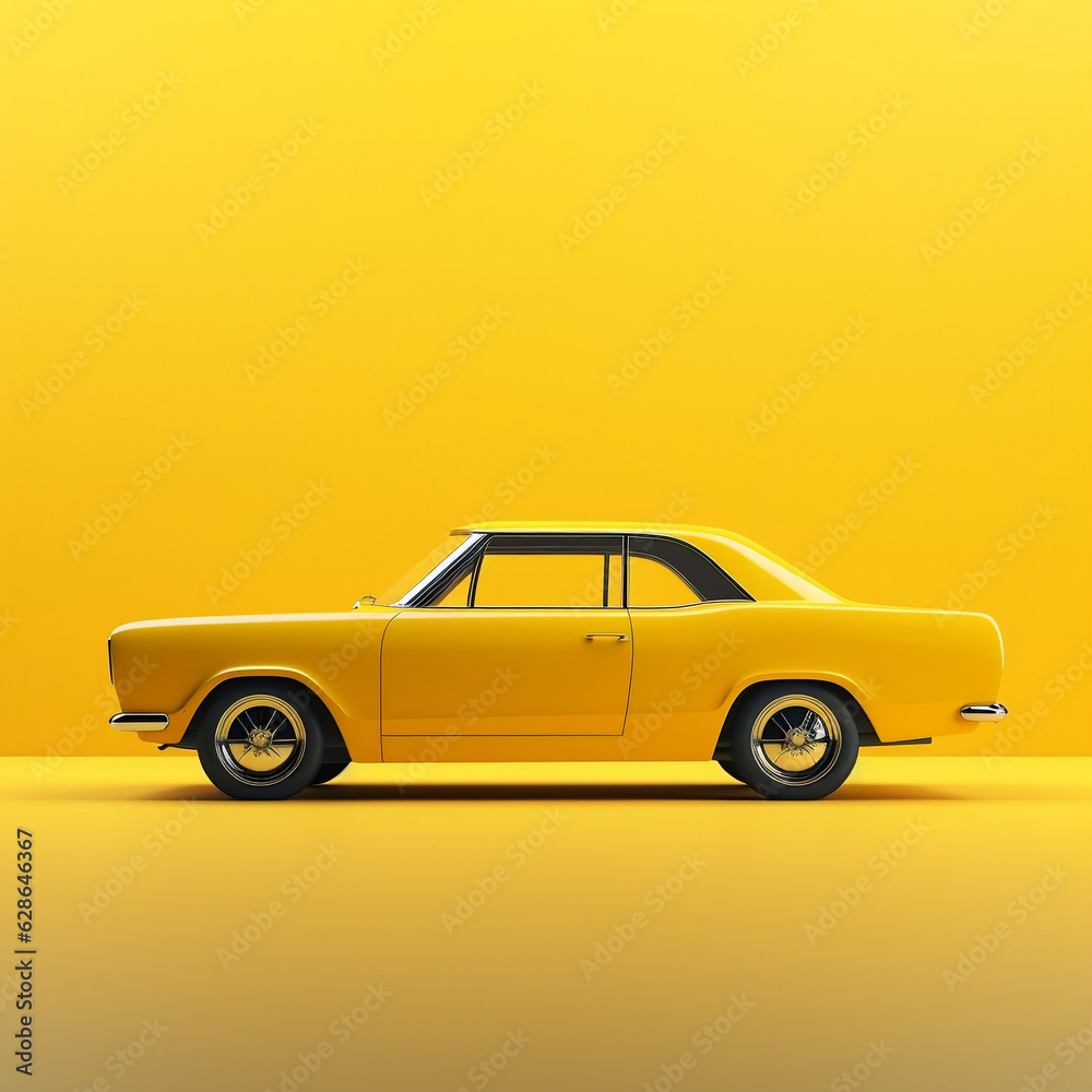 yellow vintage retro car