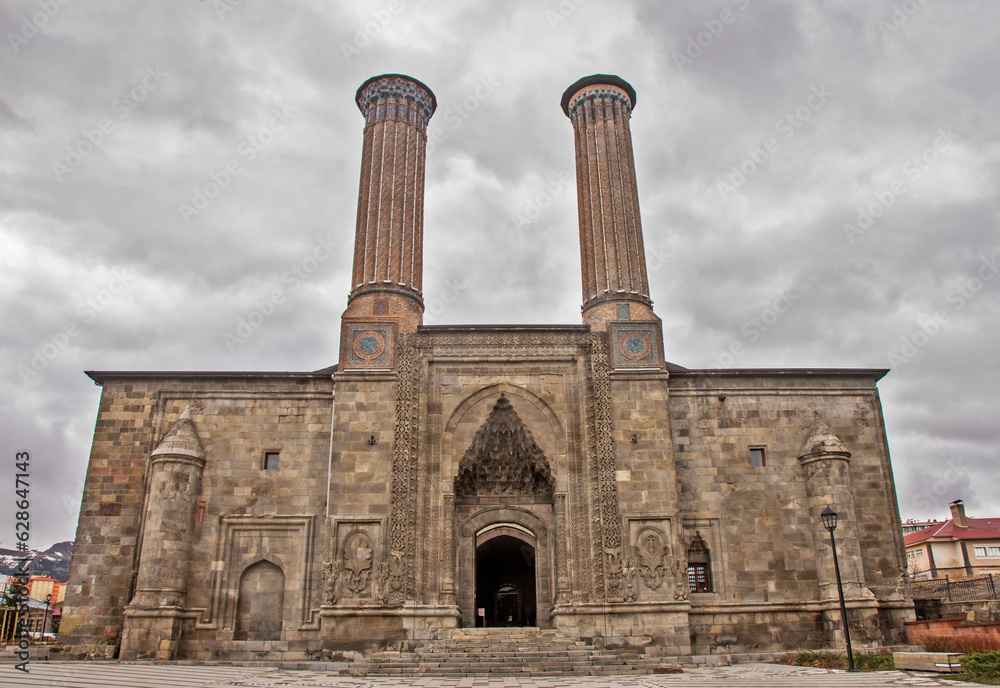 Double Minaret Madrasa in Erzurum town. Turkey