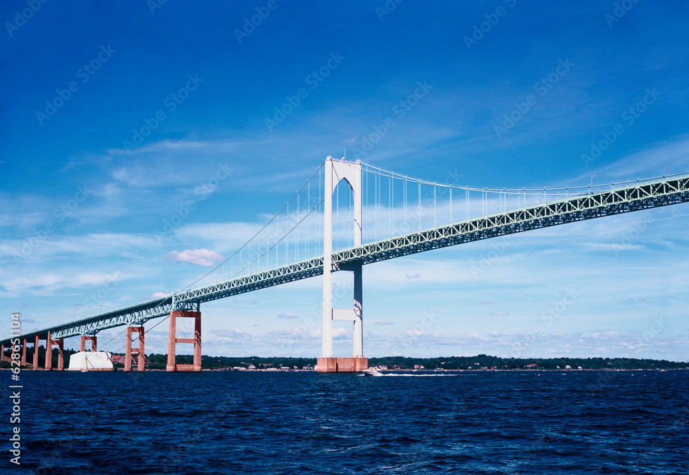 bridge with ocean and blue sky