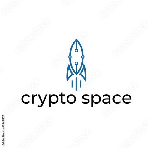 Blue rocket logo.Vector illustration