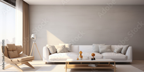 Interior mockup photo. Canvas mockup. Blank wall mockup. Empty wall mockup. Generative AI © bomoge.pl