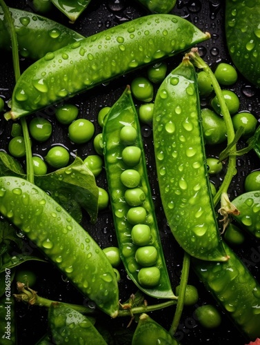 green peas in a greenhouse