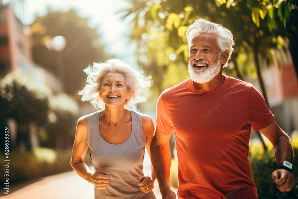© Rytis - Healthy lifestyle, leisure and hobbies concept. Happy middle aged couple doing sport together. Generative AI © Rytis - Healthy lifestyle, leisure and hobbies concept. Happy middle aged couple doing sport together. Generative AI
