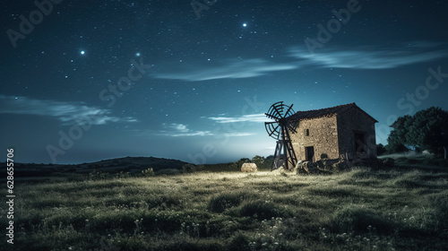 farm, starry night, 