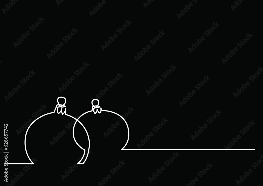 continuous line drawing vector illustration with FULLY EDITABLE STROKE of isolated object as concept business logo on black background
