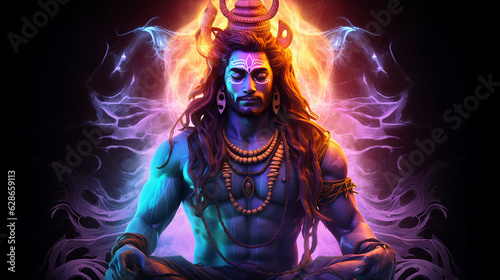 Shiva, místico bioluminescente, opalescente, raios de luz, luzes cintilantes © Alexandre