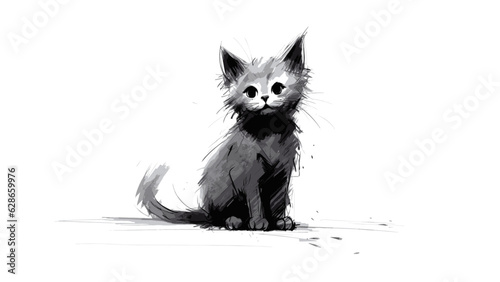 simple cat sketch on white backgorund