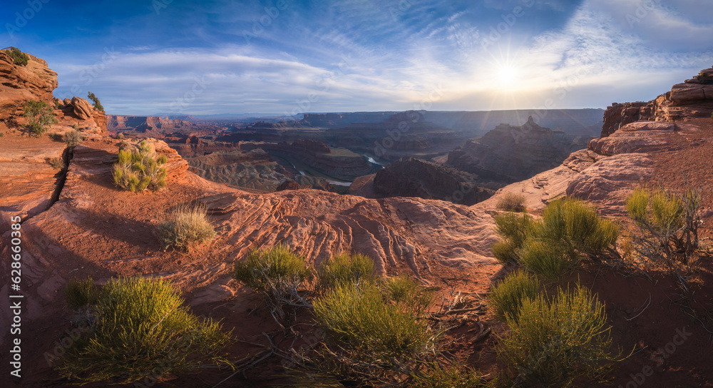 sunset at dead horse point in dead horse point state park, utah, usa