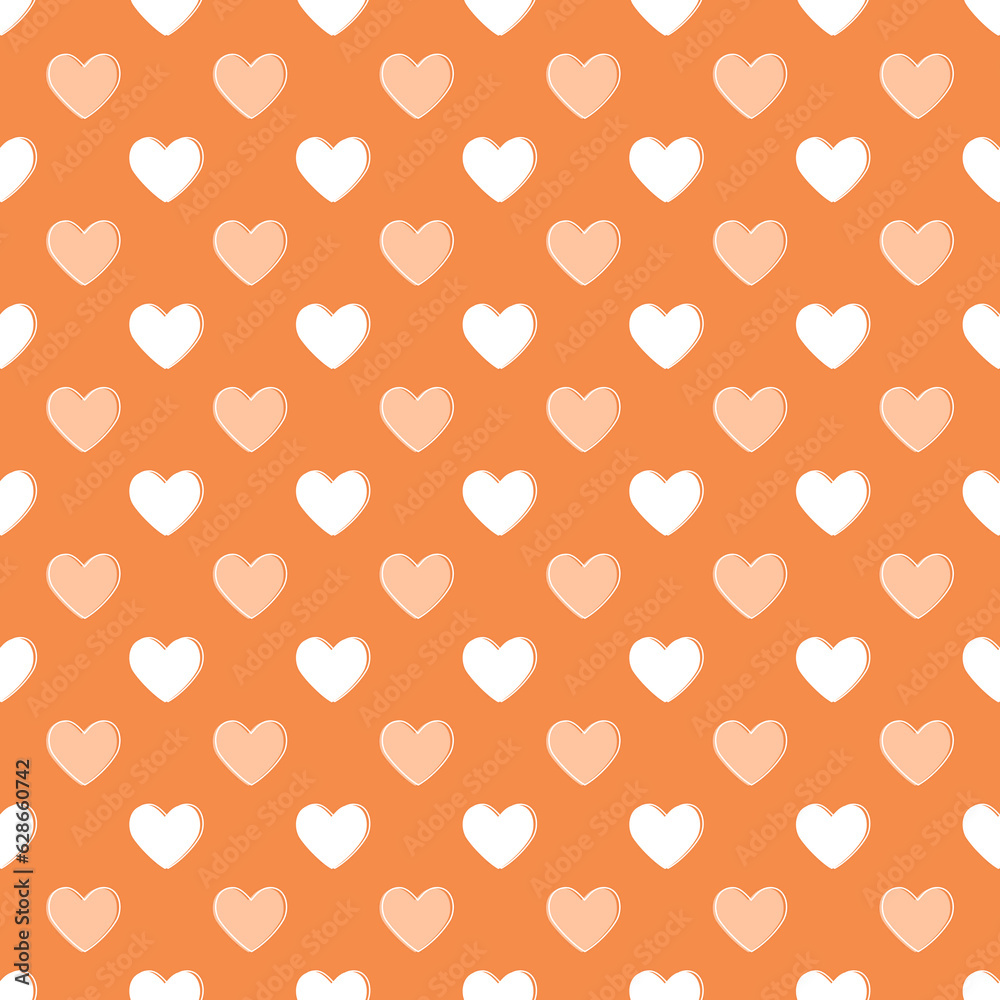 Seamless orange heart pattern background.Simple beige heart shape seamless pattern in diagonal arrangement. Love and romantic theme background. Seamless orange heart pattern background.Simple beige heart shape seamless pattern in diagonal arrangement. Love and romantic theme background.